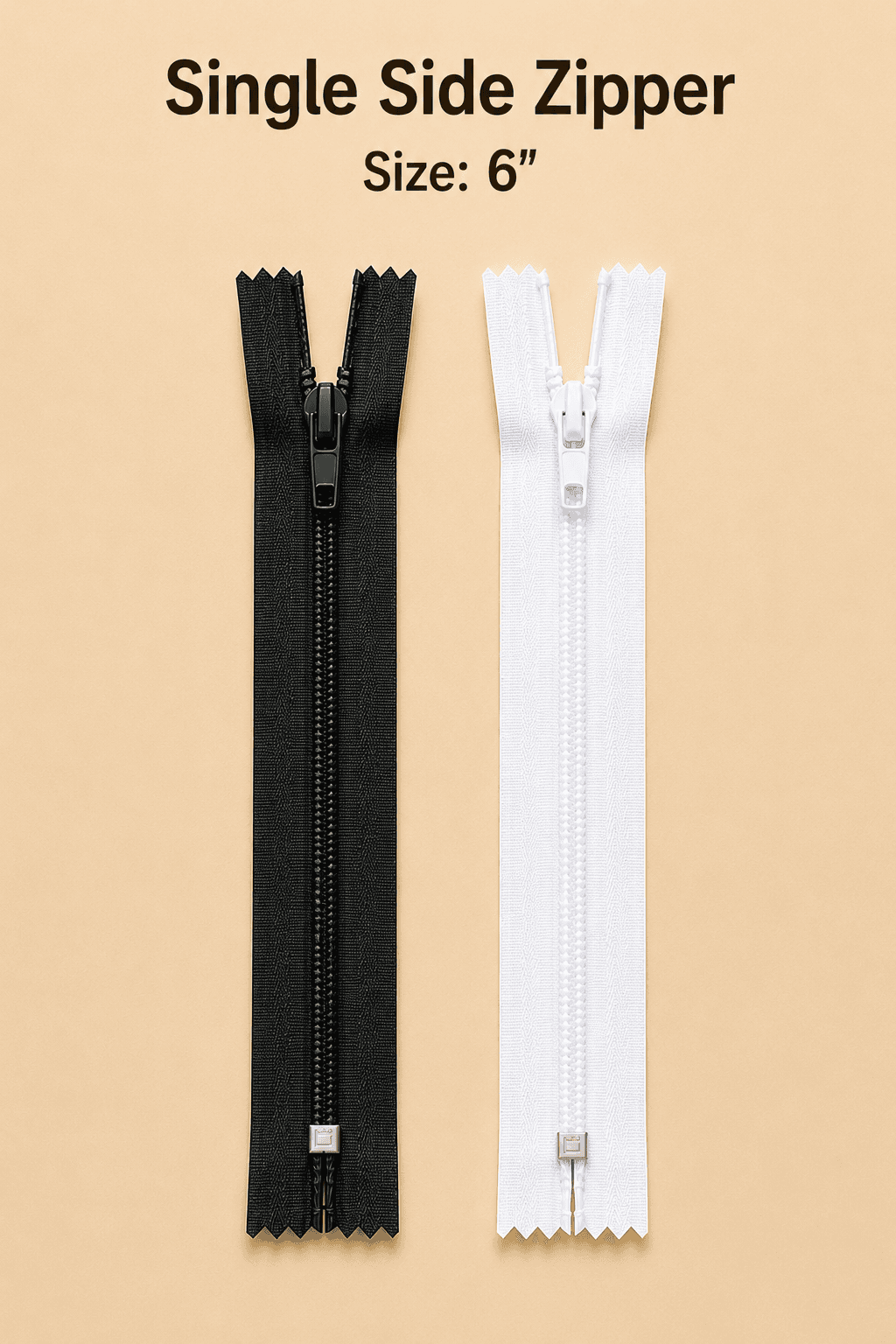 6" single side zipper