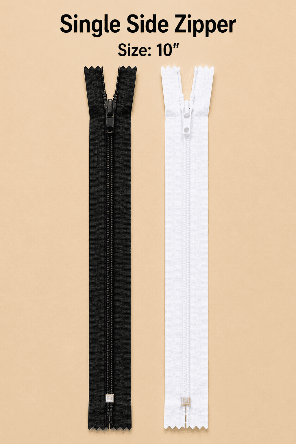 10" single side zipper