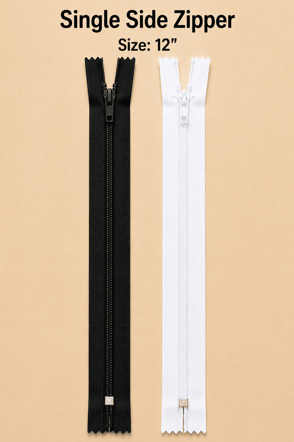 12" single side zipper