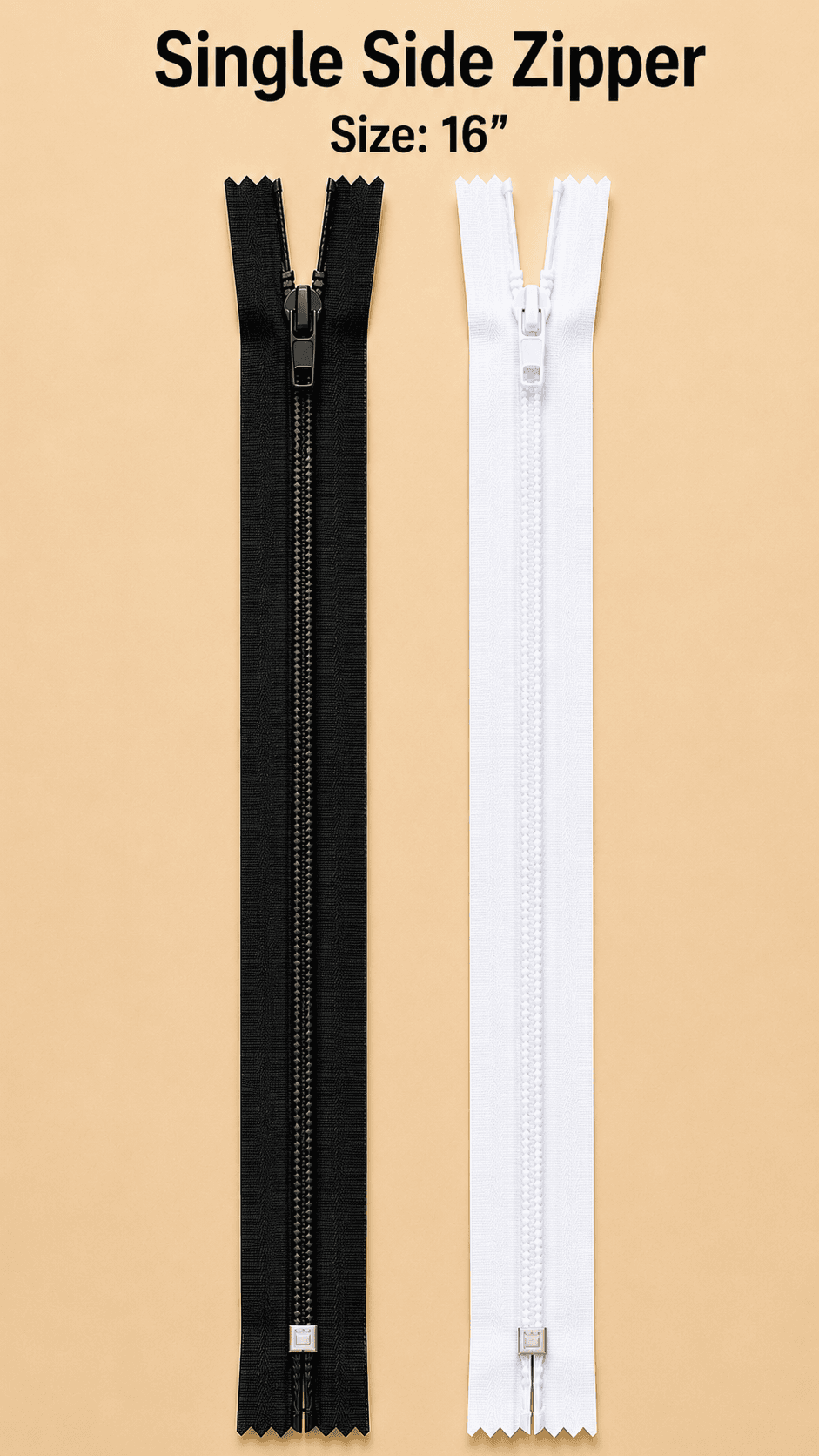 16" single side zipper